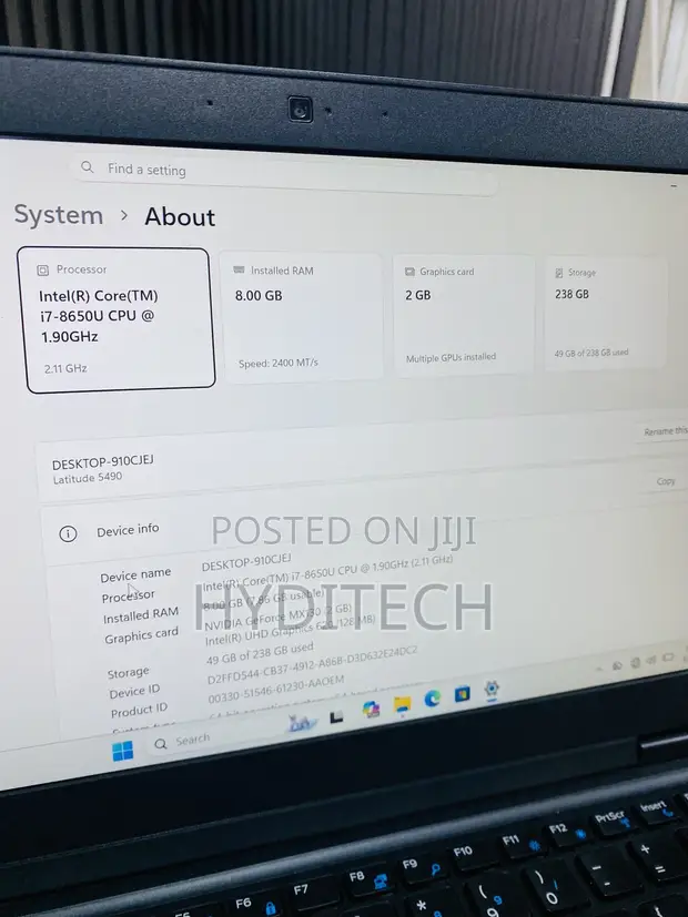 Dell Latitude 5490 Laptop - Core i7, 8GB RAM, 256GB SSD - 1