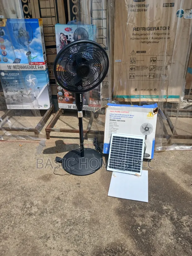 Copper Rechargeable Fan with Solar Panel - 1
