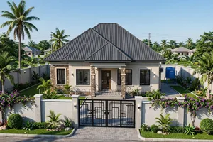 3 Bedroom Ensuite Bungalow House Plan with 3D Design