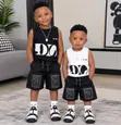 Angel Boys 2-Piece Cotton & Denim Kayi na Fita - 1