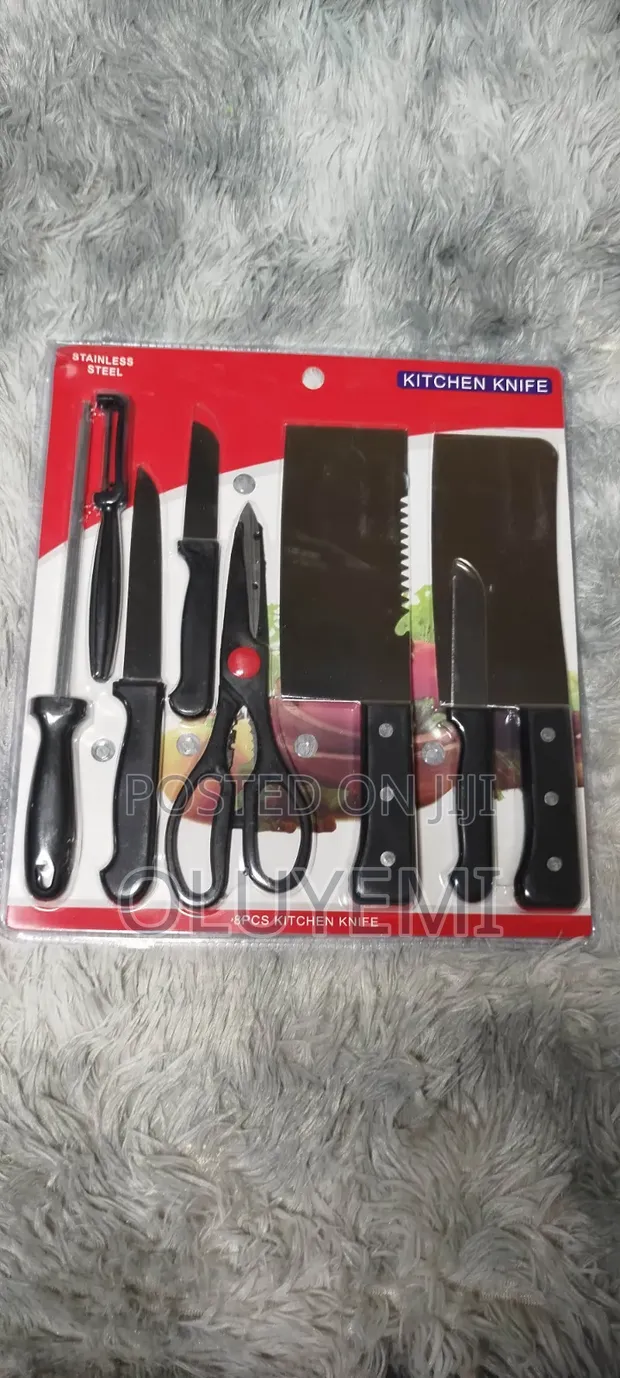 8-Piece Stainless Steel Kitchen Knife Set with Cleavers & Shears - 1