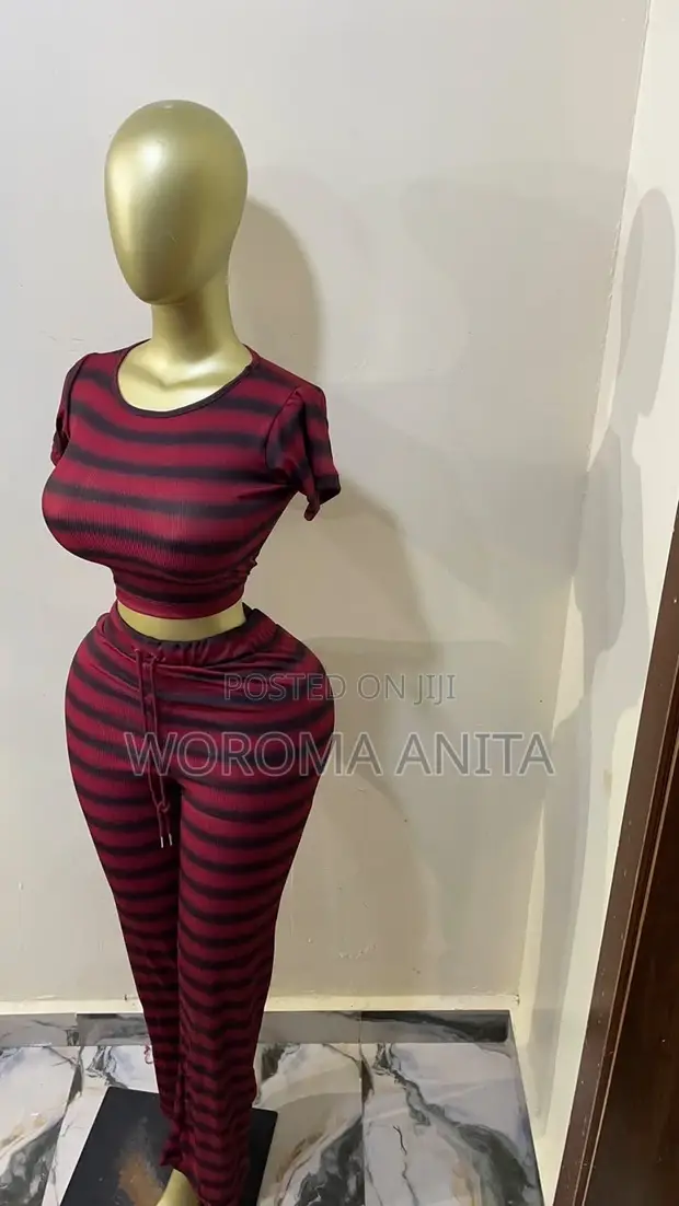 Women's Burgundy Polyester Two-Piece Set - 1