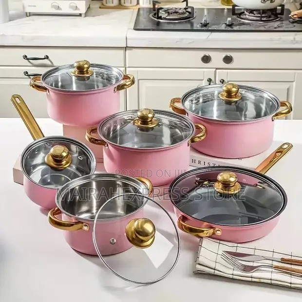 12pcs Stainless Steel Cookware Pot Set - 1