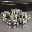 12pcs Stainless Steel Cookware Pot Set - 4