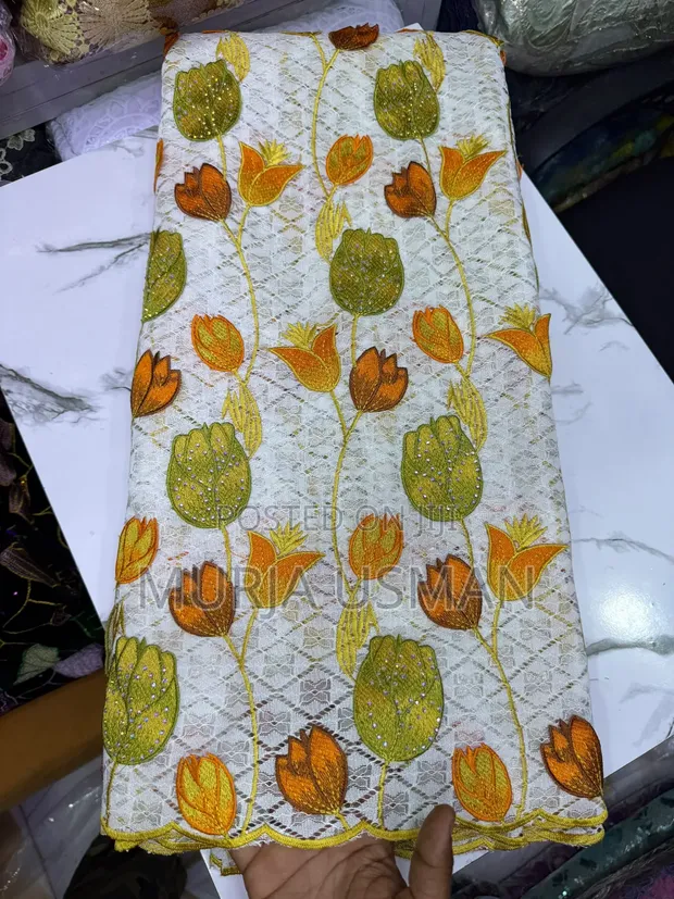 Applique Mesh Lace Fabric - Brand New - 1