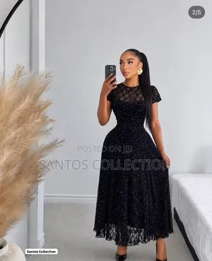 Classy Lace Flare Gown - White, Black, Pink, Sky Blue