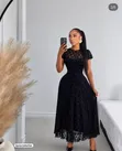 Classy Lace Flare Gown - White, Black, Pink, Sky Blue - 2