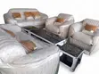 Luxury Cream Gold Tufted Living Room Sofa Set - 1