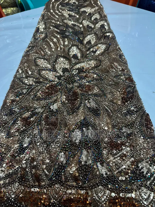 Hand Beaded Lace Fabric for Occasions - 1
