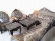 Royal Carved Wood Damask Living Room Set - 1