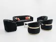 Charcoal Velvet Gold-Band Sofa Set na Falo - 1