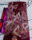 Swiss Velvet Beaded Lace Fabric - 4