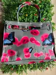 Chic Grey Floral Medium Handbag - 2