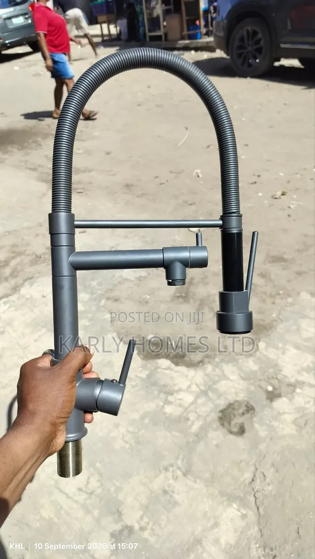 Modern Grey Spring Kitchen Mixer Tap - 1