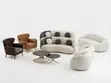Cream & Black Two-Tone Curved Sofa Set - 1