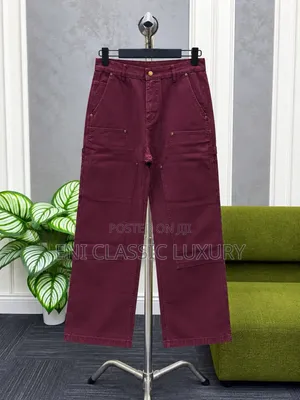 Luxury Cargo Chino Jeans Trousers - Wine, Men's, Brand New