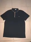 Men's Navy Blue Zip Collar Polo Shirt - Short Sleeve - 2