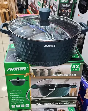 AVINAS 32cm 9.5L Die-Cast Non-Stick Casserole Pot da Murfin Gilashi