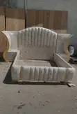 Tufted Marble-Pattern Upholstered Bed Frame - 2