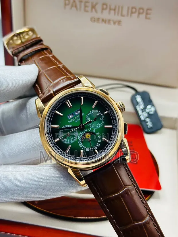 Patek Philippe Chronograph Leather Strap Watch - 1