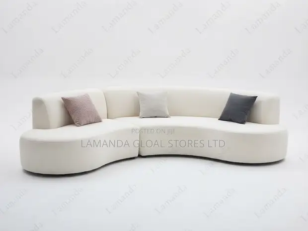 Curved Cream Sectional Sofa - 1