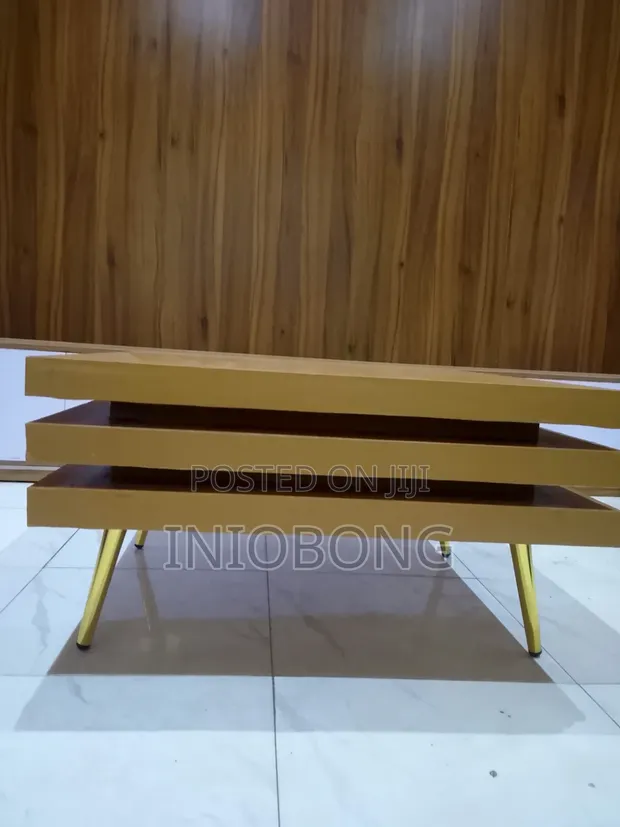 Home Interiors Center Table - Solid Wood, Gold, 70x70cm - 1