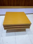 Home Interiors Center Table - Solid Wood, Gold, 70x70cm - 3