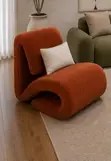 Sculptural S-Curve Orange Accent Chair - 2