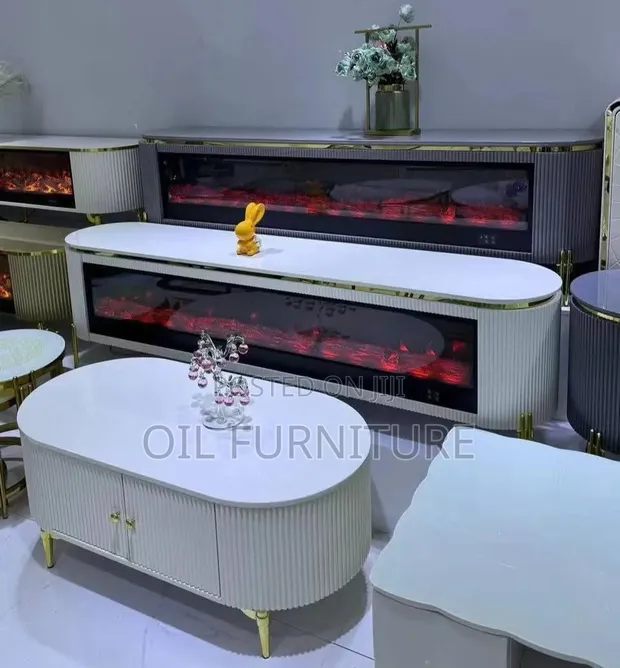 Luxury Electric Fireplace TV Console & Coffee Table Set - 1