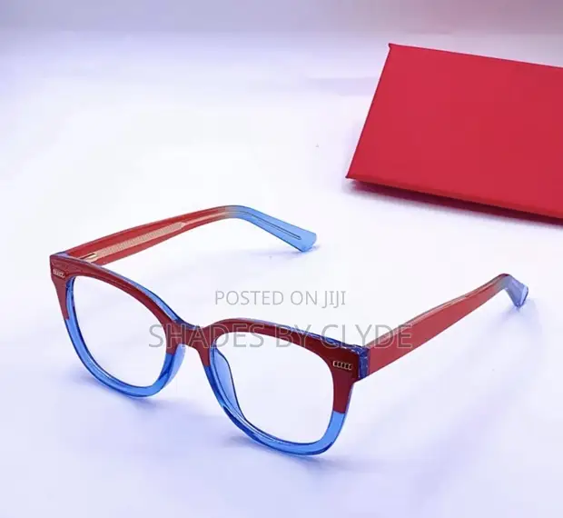 Designer Cat-Eye Dual-Tone Frames - Red/Blue - 1