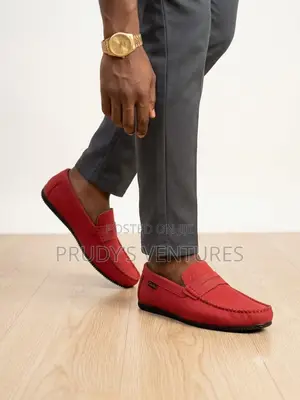 Red Clarks Men's Quality Leather Loafers - Size 40-44