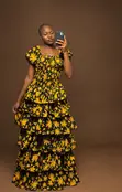 Smokey Stepped Ankara Flat Gown - 1