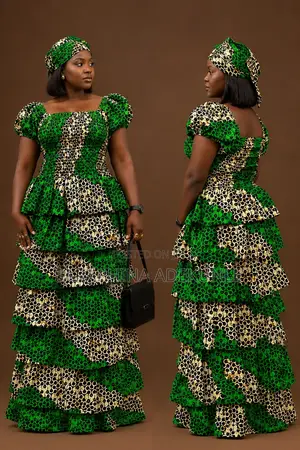 Smokey Stepped Ankara Flat Gown