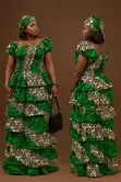 Smokey Stepped Ankara Flat Gown - 2