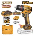INGCO 20V Compact Brushless Cordless Drill (50Nm) with 2 Batteries - 1
