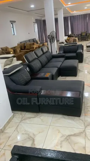 Executive L-Shape Sectional Sofa with Built-in Console