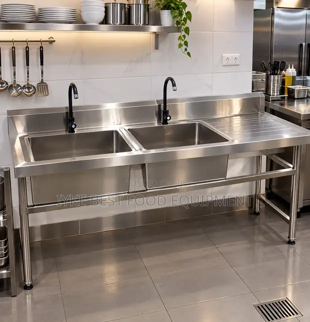 Double Basin Stainless Steel Commercial Sink - 1