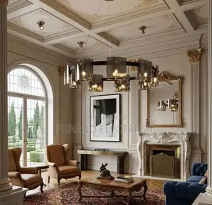 Modern LED Luxury Chandelier - Amber Smoky Glass