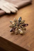 Rhinestone Floral Bicycle Brooch Pins - 2