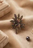 Rhinestone Floral Bicycle Brooch Pins - 3