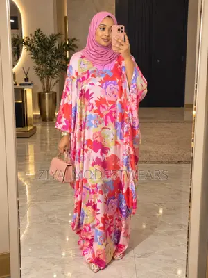 Elegant Floral Boubou with Stone Detailing