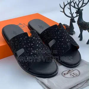Original Quality Leather Hermes Palms Slippers for Men