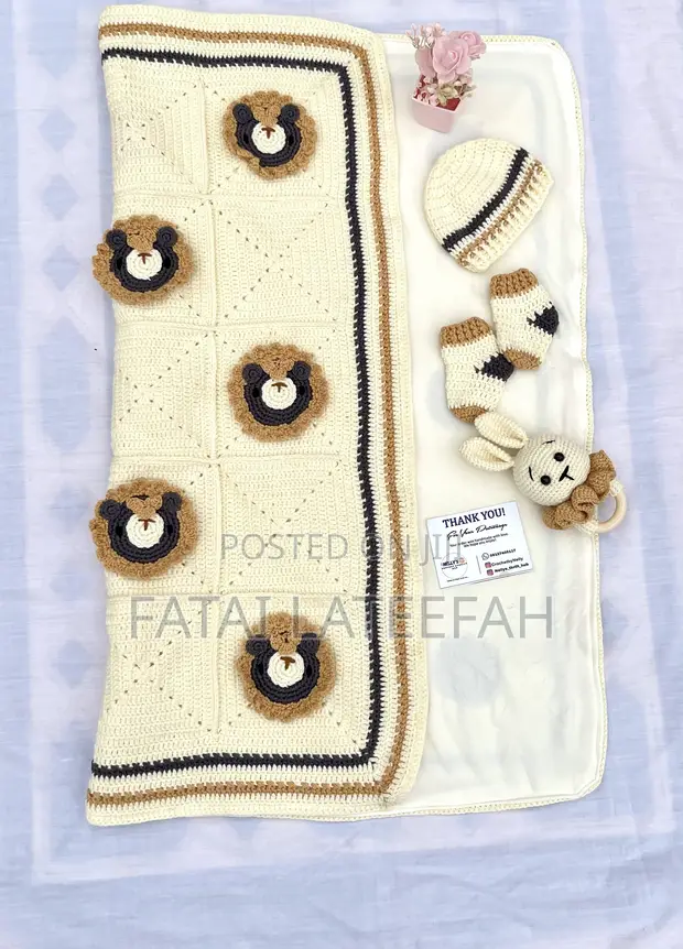 Handmade Crochet Baby Boy Blanket Set - 1