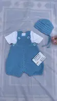 Handmade Crochet Baby Boy Dungaree & Cap Set (0-12 Months) - 1