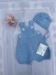 Handmade Crochet Baby Boy Dungaree & Cap Set (0-12 Months) - 4