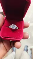 Moissanite Engagement Ring - Silver Plated - 2