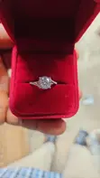 Moissanite Engagement Ring - Silver Plated - 3