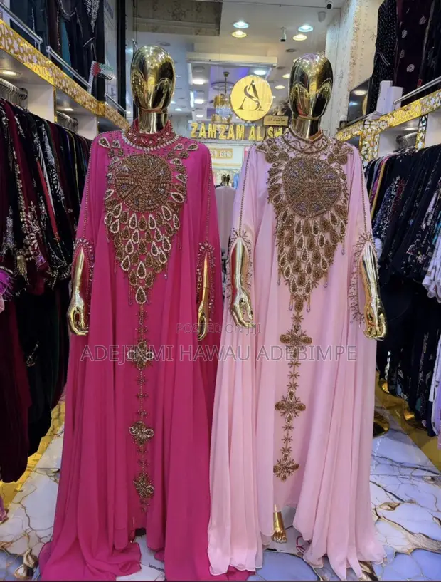 Luxury Dubai Beaded Abaya - Kyakkyawar Launi Pink - 1