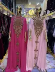 Luxury Dubai Beaded Abaya - Kyakkyawar Launi Pink - 1