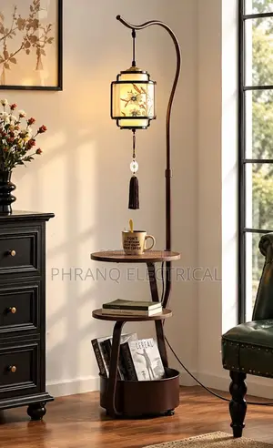 Cream Wind Floor Lamp with Wireless Charging + USB